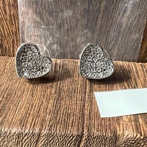 3/$18 Swarovski Crystal Heart Earrings - Silver Lot 2057